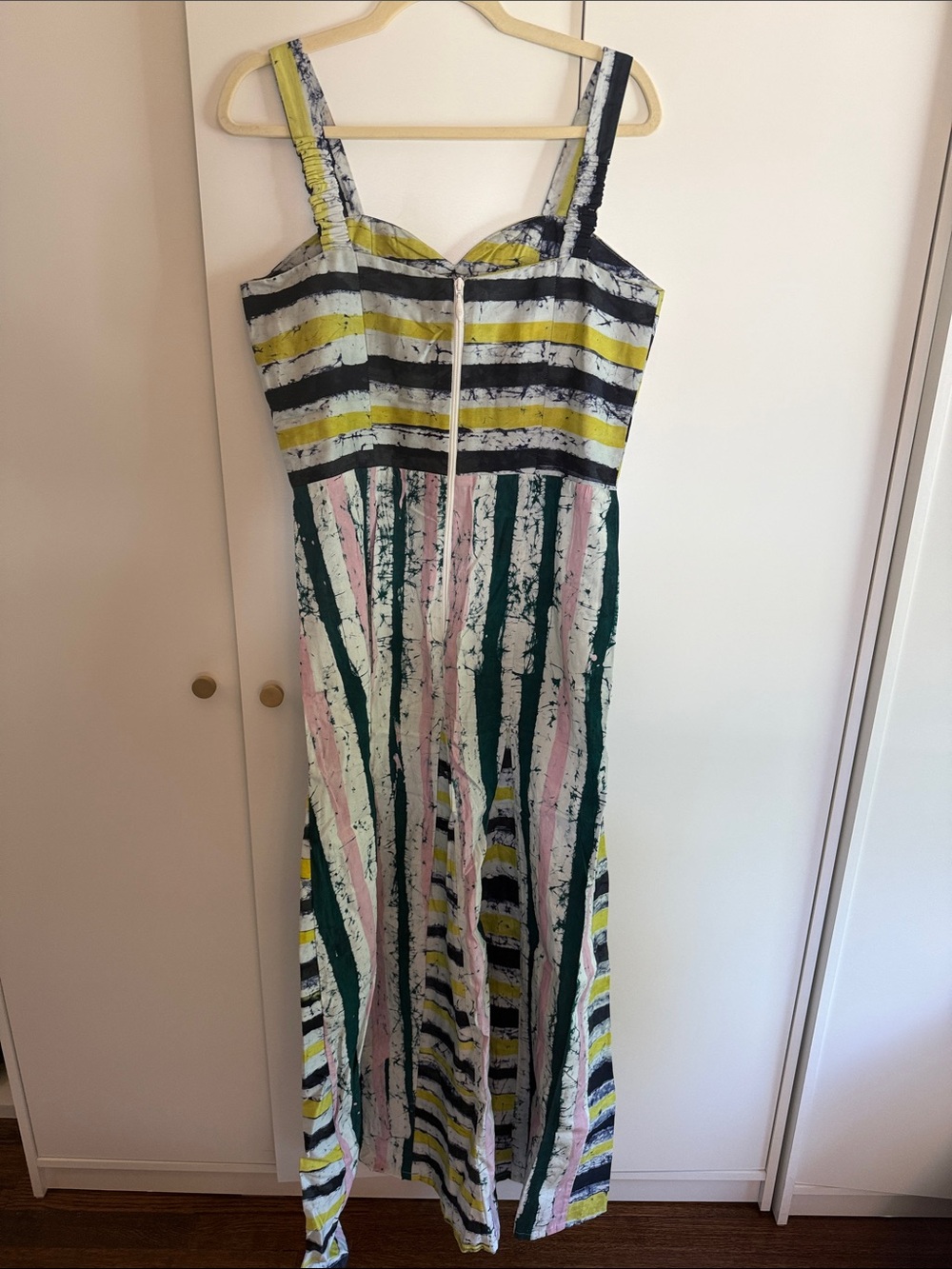 Busayo Striped Crinkle Maxi Dress in Yellow, Green, Pink, Navy - Picture 7 of 8